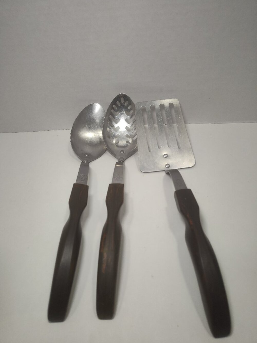 Vintage CUTCO No. 12, 13 & 16 Kitchen Utensil Set Brown Marble Handles USA